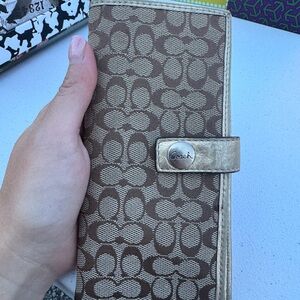 Coach Signature Brown and Gold Clutch